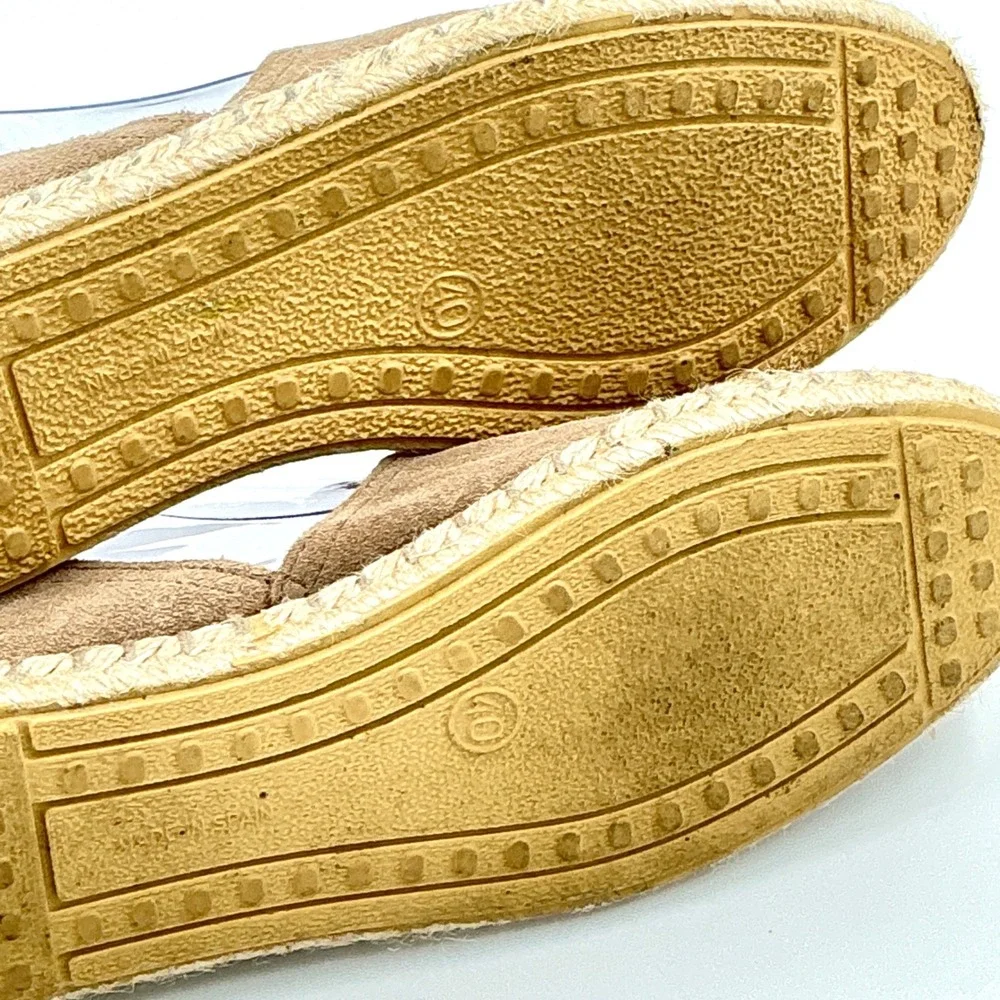 Verbenas Size 9 Espadrille Flats Tan Suede Slip On Shoes Made in Spain Worn Once